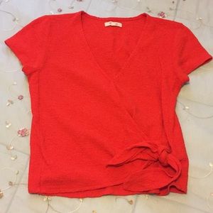 Madewell Short Sleeve Wrap Tie Top